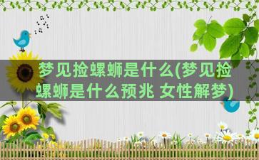 梦见捡螺蛳是什么(梦见捡螺蛳是什么预兆 女性解梦)